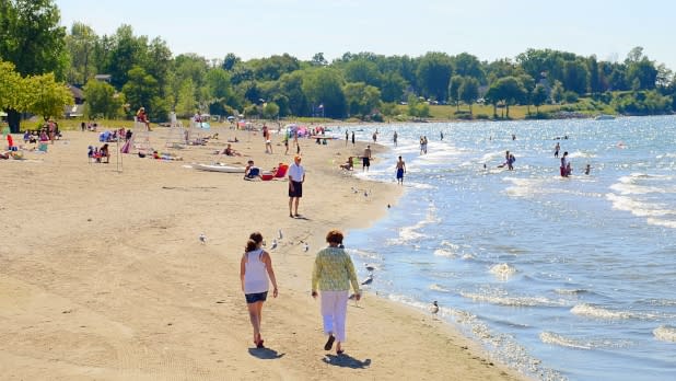 Crowd at Lake Ontario Beach in NY