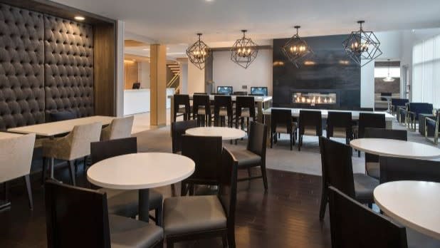 Interior of the a seating area at the Residence Inn Long Island East End