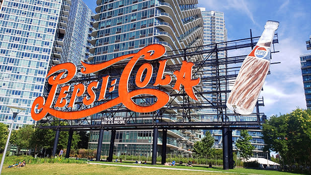 Pepsi-Cola sign in Long Island City near the East River waterfront