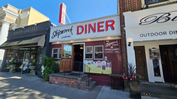 Exterior view of the Shipwreck Diner on Main Street in Northport