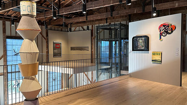 Art displayed on the second floor gallery space of The Church Sag Harbor
