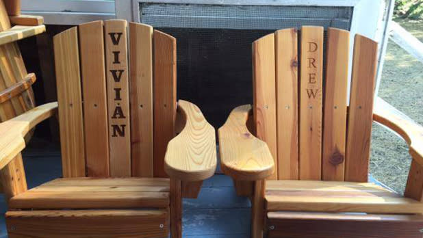 laser-engraved Adirondack chairs