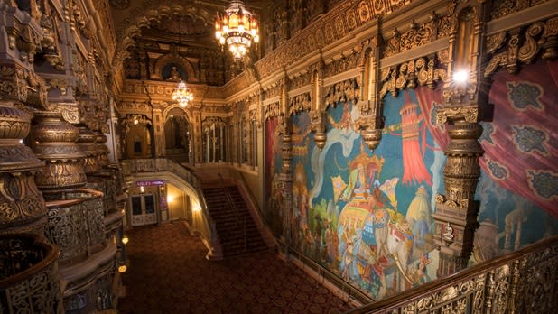 Ornate, gilded staircases of the Landmark Theater