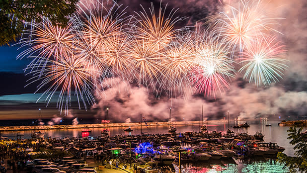 Fireworks light up the night sky at Oswego Harborfest
