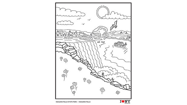 A coloring page of Niagara Falls