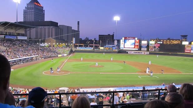 View of ESL Ballpark, home of the Rochester Red Wings minor league baseball, from the stands