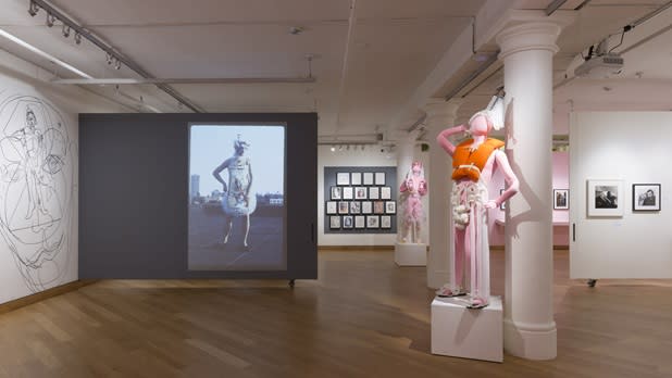Statues and exhibits at the Leslie-Lohman Museum of Art