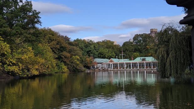 Loeb Boathouse sitting on Central Park Lake in New York City.