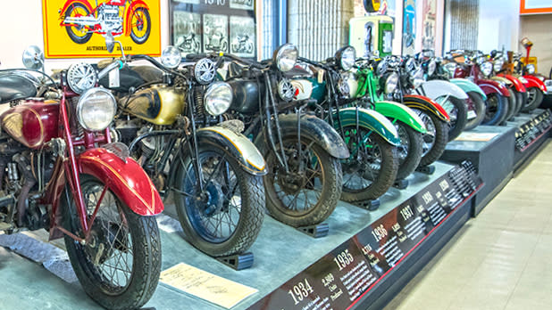 Motorcycles on display at Motorcyclepedia