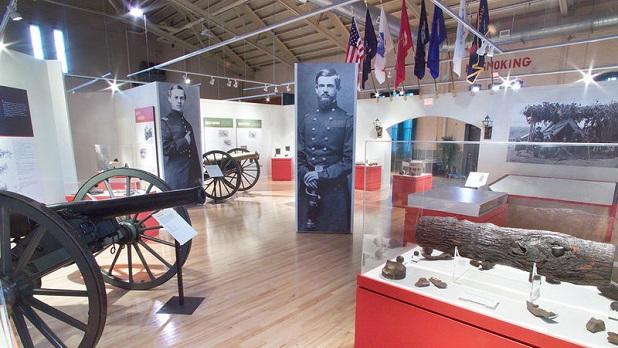 Displays and artifacts at the inside the New York State Military Museum and Research Center