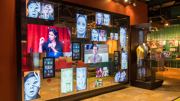 A wall of comedians at the National Comedy Center