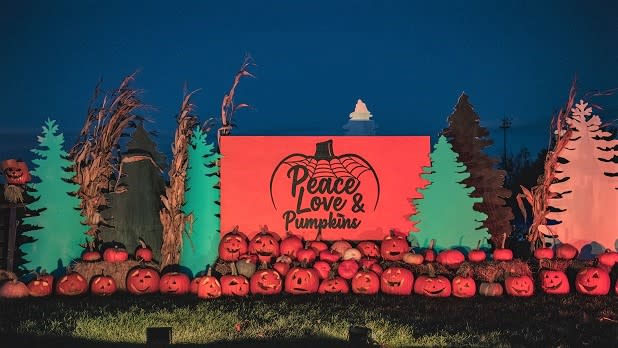 View of a display at the Peace, Love and Pumpkins event at Bethel Woods Center for the Arts