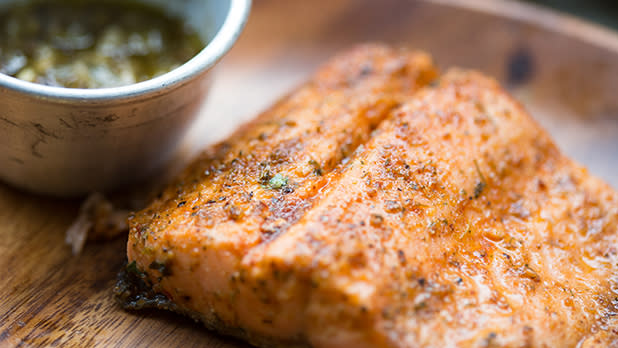 A fillet of trout cooked with spices