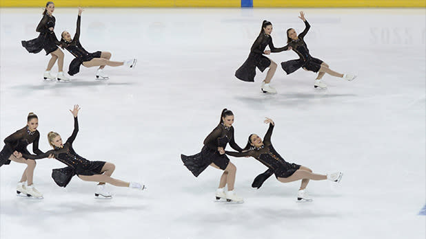 A team competes in the ISU World Synchronized Skating Championships