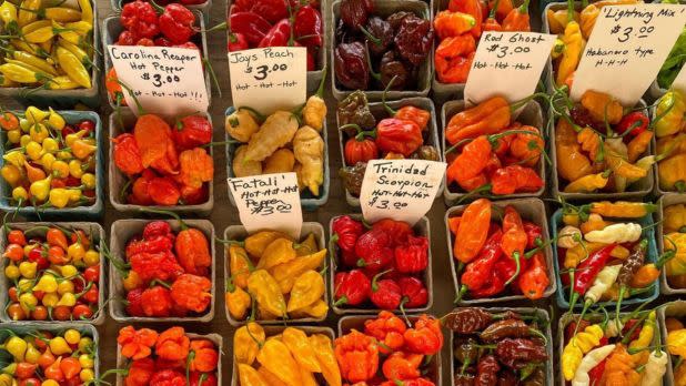 Array of farm-fresh vegetables in containers