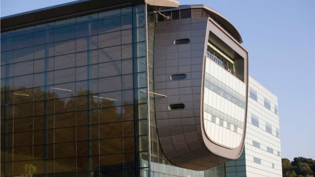 Exterior of glass EMPAC building