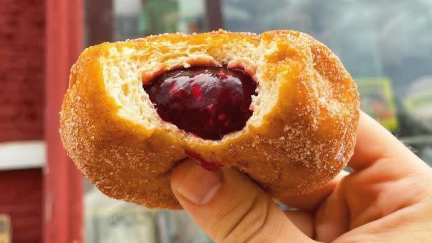 Close-up of jelly filled donut