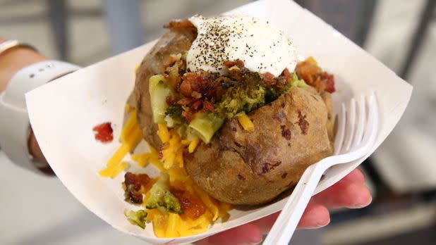 A loaded baked potato