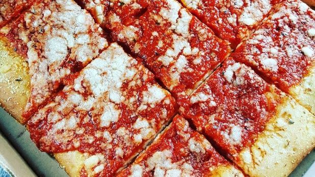 tomato pie from Roma's in Utica