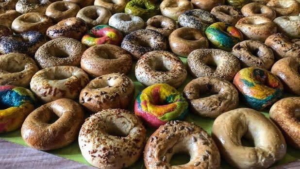 dozens of bagels from Soulshine Bagels in Lake Placid