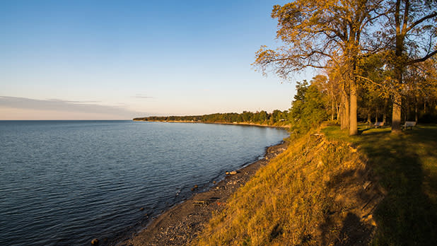 High bluffs overlooking Lake Erie from the Lake Erie State Park