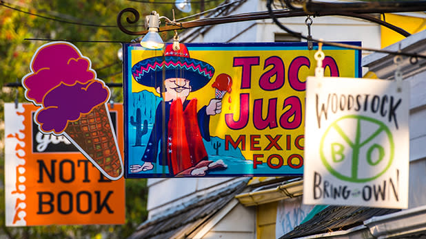 Colorful signs from Woodstock