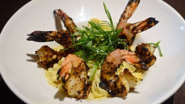 A shrimp and pasta dish from Agava in Ithaca