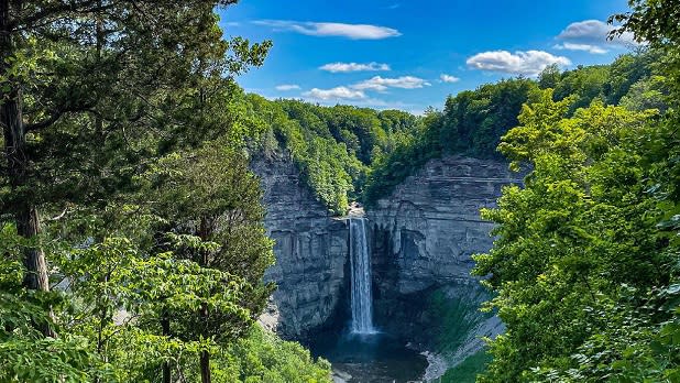 A view of Taughannock Falls State Park from the overlook across the way