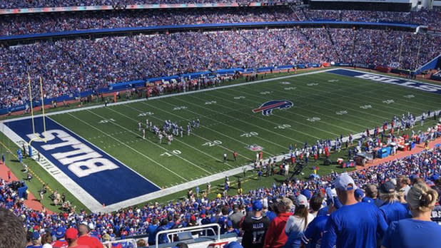 View of the Buffalo Bills football field from the stands