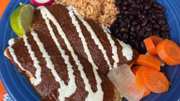 Burrito rice and beans on a plate
