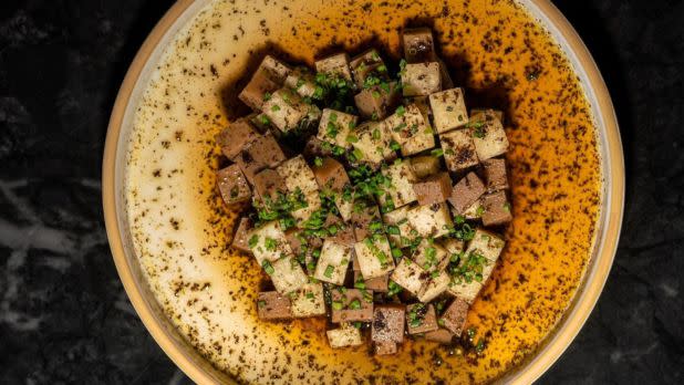 Seasoned tofu dish on a plate
