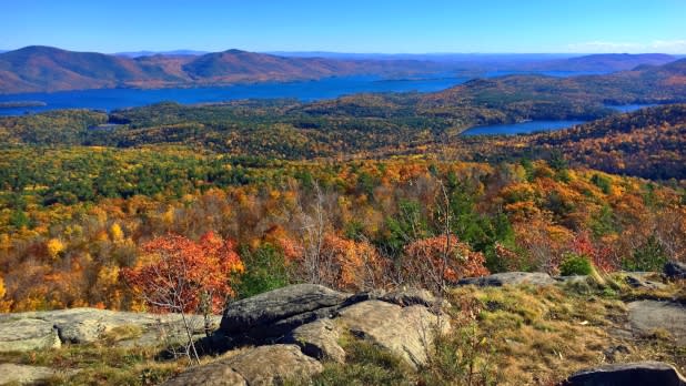 Landscape view of Lake George in the Adirondacks region of New York