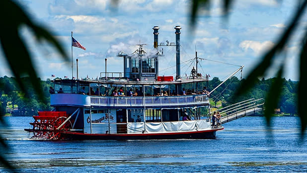Chautauqua Belle Steamboat cruising along the river