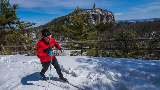 A cross-country skier on the Shawangunk Ridge