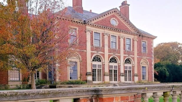 brick exterior of the mansion at Caumsett Historic State Park on Long Island