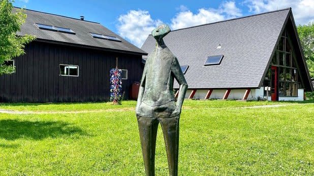 A staute at the Stone Quarry Hill Art Park in Cazenovia