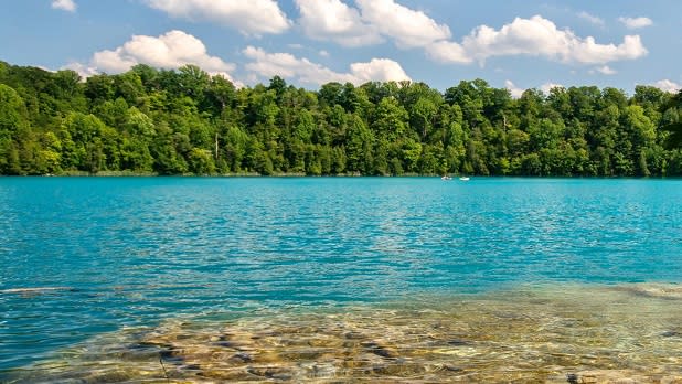 The crisp turquoise blue waters of Green Lake State Park