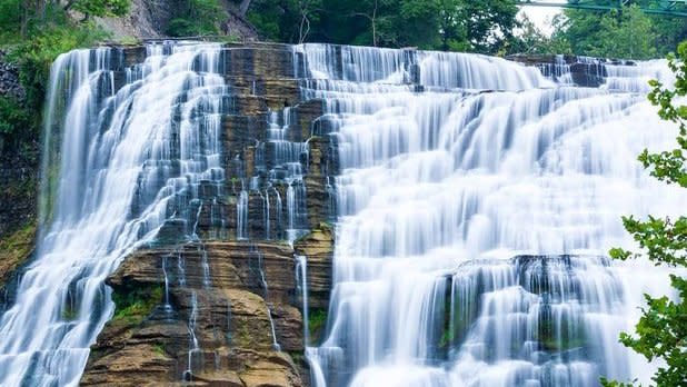 Water rushing down Ithaca Falls