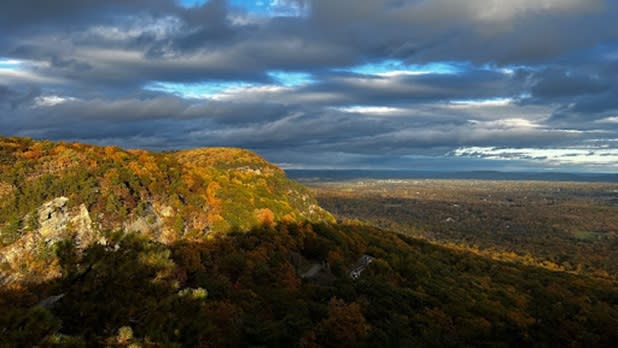 View overlooking the Mohonk Preserve from the Milbrook Ridge Trail in the fall