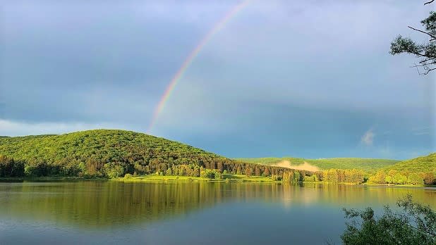 Rainbow over Red House Lake at Allegany State Park