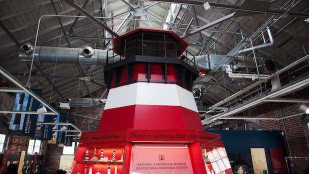 A small lighthouse inside the National Lighthouse Museum