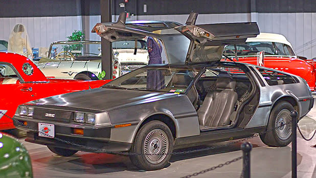 Retro grey car on display at the Northeast Classic Car Museum