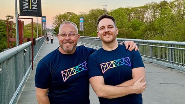Stephan Hengst and Patrick Decker, founders of Big Gay Hudson Valley, pose on the Walkway Over The Hudson, site of the Pride In The Sky event