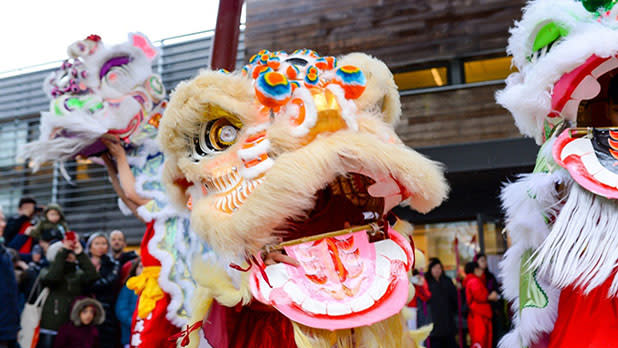 Dragon puppets at a Lunar New Year parade at the Queens Botanical Garden