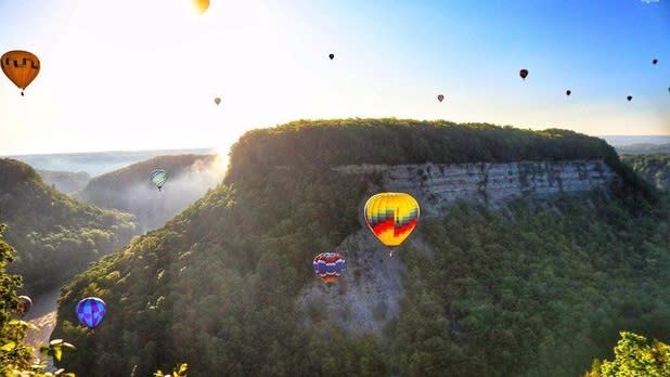Colorful hot air balloons soar over Letchworth State Park