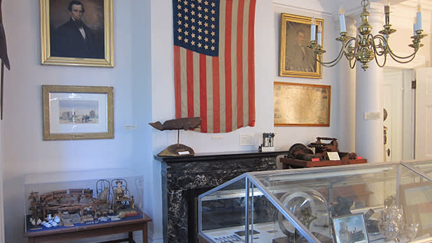 An American flag and other artifacts