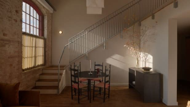 The interior of a loft suite at Pocketbook Hudson Hotel and Baths in the Hudson Valley, NY
