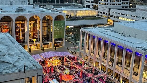 Aerial view on Lincoln Center at dusk