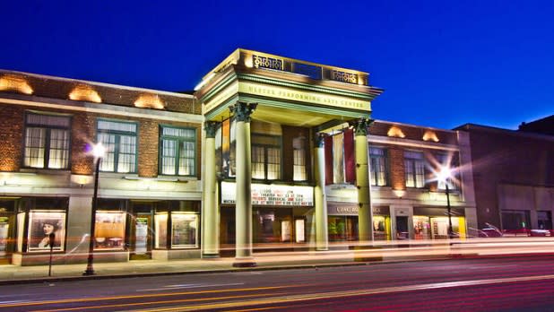 Exterior of the UPAC at night