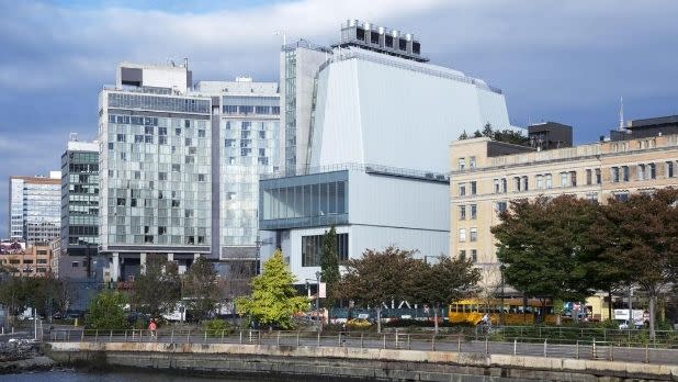 A view of the Whitney Museum (center) from the Hudson River